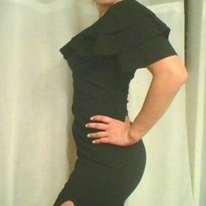 Black Maxi Ruffle dress with split